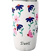 S'well Stainless Steel Tumbler with Slide-Open Lid, 18oz, Navy Daisy, Triple Layered Vacuum Insulated Containers Keeps Drinks Cold for 12 Hours and Hot for 4, BPA Free