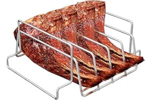 jkxoo Stainless Steel Rib Racks for Big Green Egg, Turkey Roaster Rack, BBQ Rib Racks for Grilling and Smoking, Dual-Purpose Turkey Rack for Large Big Green Egg and Kamado Joe, Primo, Vision, Samll