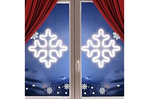 BRIGHTDECK 2 Pack Snowflake Lights Neon Signs, Christmas Snowflake Decoration LED Neon Lights, USB and Battery Powered Neon Signs for Bedroom Kids Gift Party Home Xmas Winter Decor (Cold White)