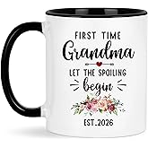 Nestura First Time Grandma Gifts, Promoted to Grandma Est 2026 Mug, Let the Spoiling Begin Black Handle Cup, New Grandmas to be Gift from Daughter, Pregnancy Announcement, Christmas, Mothers Day Gift