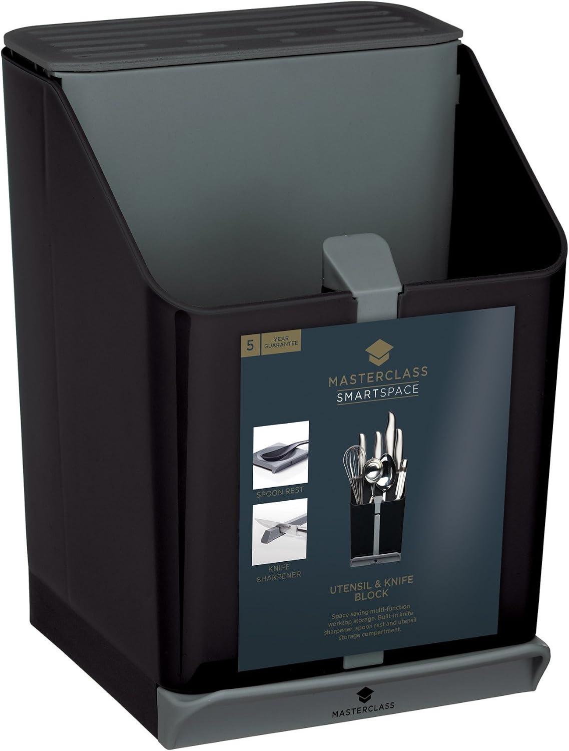 MasterClass Smart Space All-in-1 Knife Block and Utensil Holder with Ceramic Knife Sharpener - Image 3