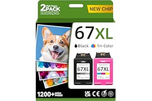 THCBME 67XL Printer Ink Compatible for HP 67XL Ink Cartridges Black Color Combo Pack Compatible for HP Ink 67 Fit for DeskJet 2700e 2700 2855e 2827e 2755e 2755 4155e 4255e for Envy 6000 6055e 6400 Printer