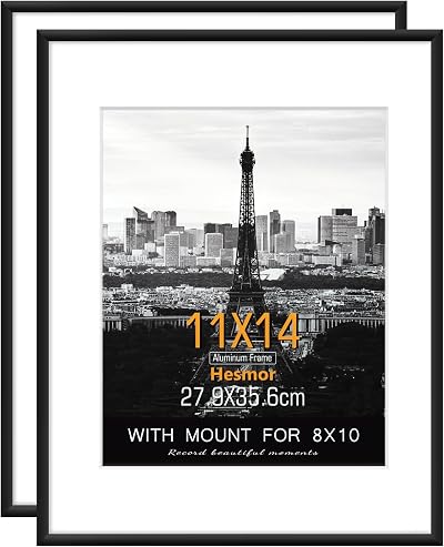 Hesmor 11x14 and 8x10 Frame Set Aluminum Acrylic Black Dual-Size