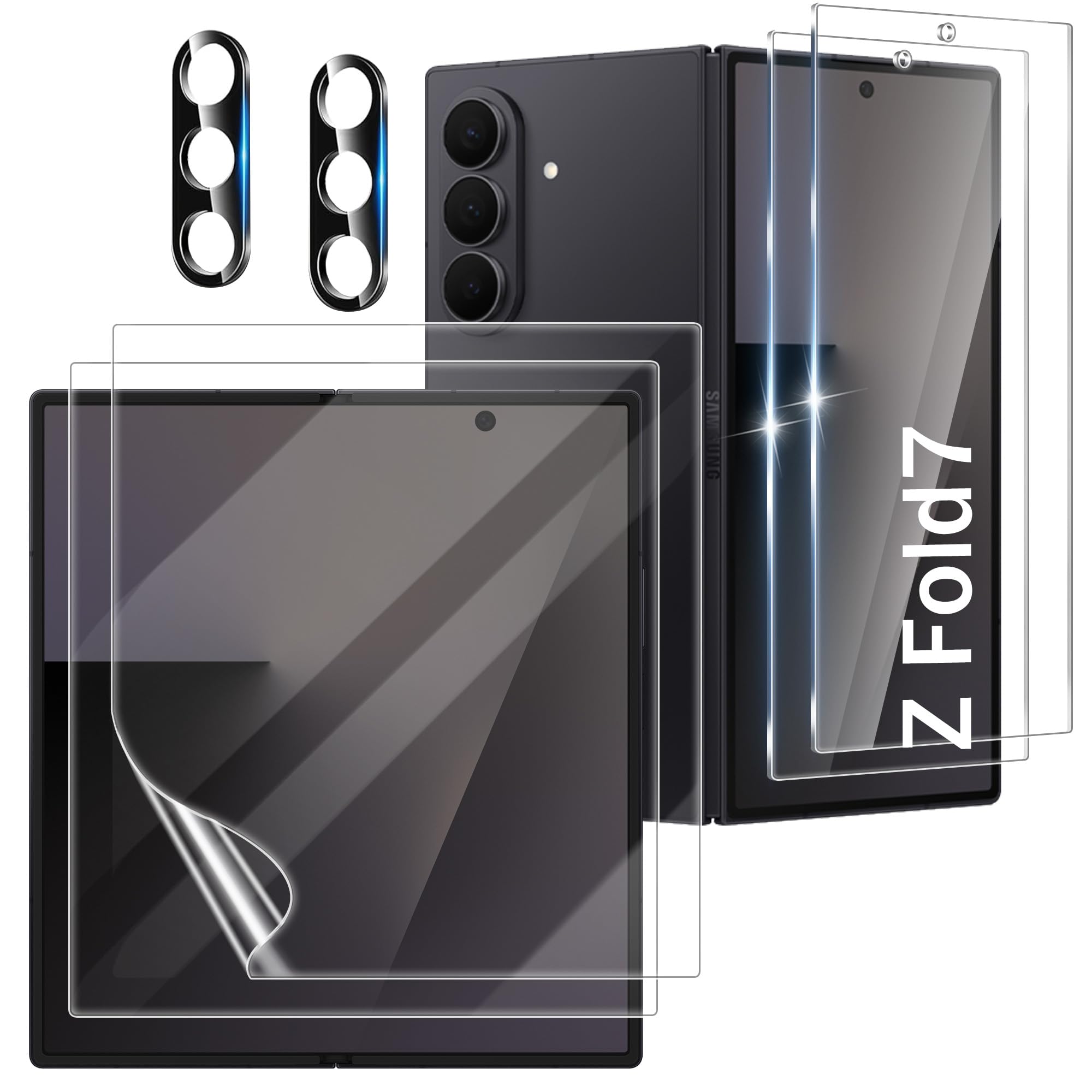 Photo 1 of [2+2+2 Pack] for Samsung Galaxy Z Fold 7 Screen Protector, Camera Lens Protector, Ultra Clear, Fingerprint Compatible, Anti-Scratch, Case Friendly