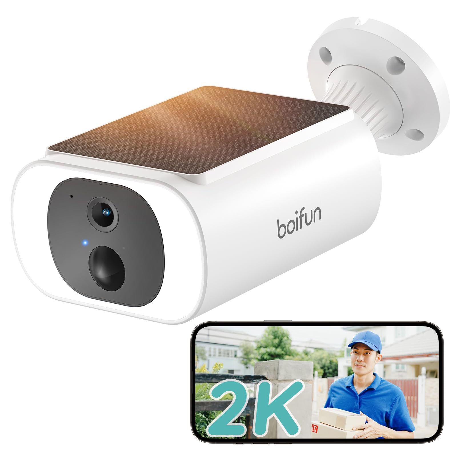 【2025改良型・BCパネル・両面集光可能・直射日光不要・集電効率20%向上】BOIFUN 防犯カメラ 屋外 ソーラー 300万画素 ワイヤレス/WIFI ソーラーパネル一体型 監視カメラ 夜間カラー撮影 大容量バッテリー 太陽光充電 電源/工事不要 検出エリア設定 PIR人体検知 双方向音声 声光警報 家族共有 遠隔 2年の保証 IP65防水 玄関/店/倉庫/廊下/自宅 SDカード/クラウド保存商品画像