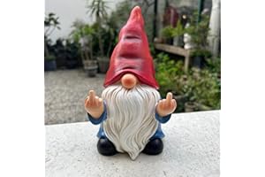 Generic Middle Finger Gnome Statue 7.8in， Naughty Garden Gnome Statue Decoration and Lawn Ornament - Funny Garden Gnomes for Outdoor or Home Decor, Red, WSH004