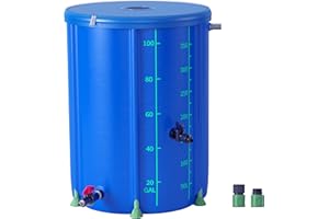 Araiozora Rain Barrels to Collect Rainwater from Gutter,100 Gallon Collapsible Rain Barrel 1000D Waterproof Material Portable Water Storage Tank with Spigots and Overflow Kit