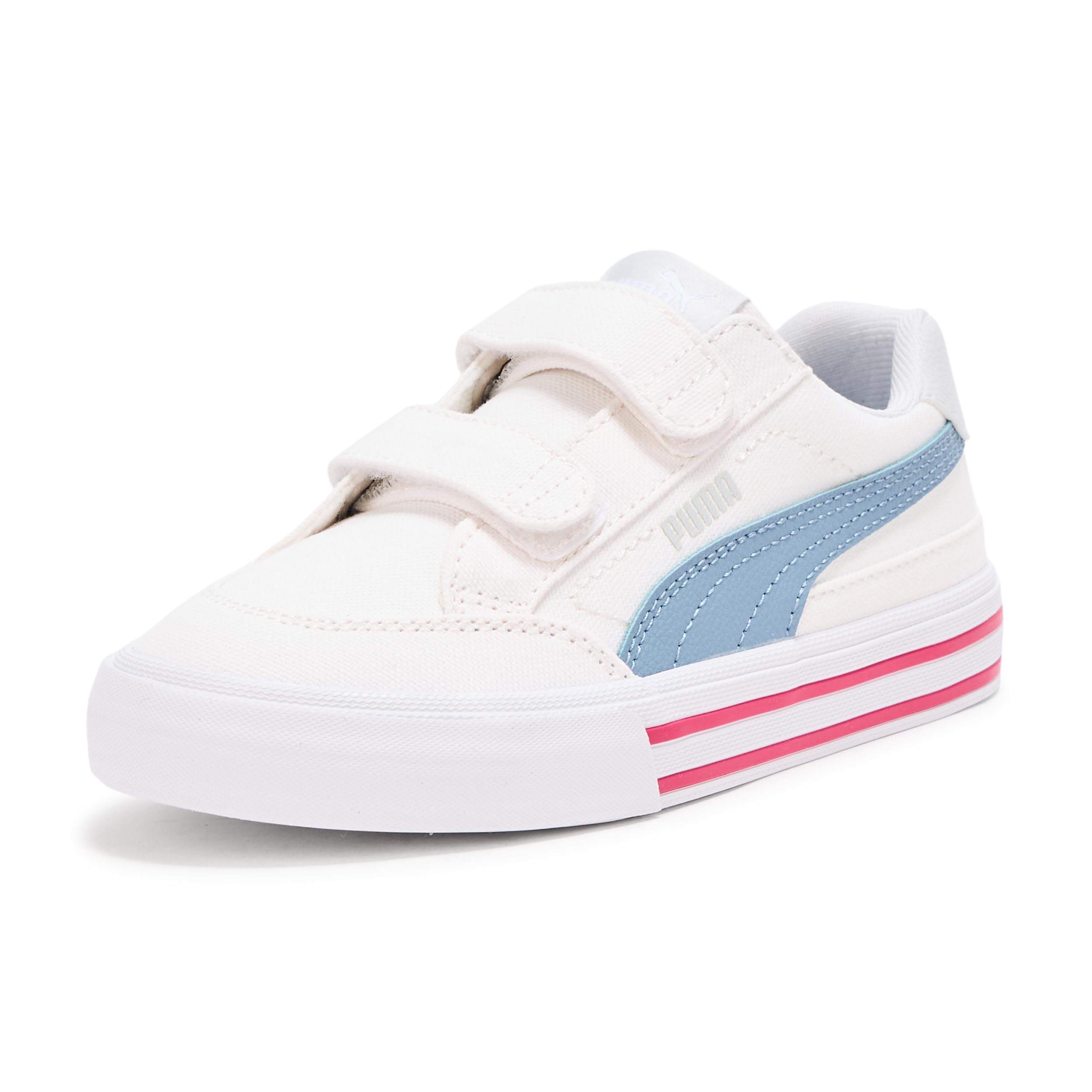 PUMA Unisex-Child Court Classic Vulc Hook and Loop Shoes, White-Silver Mist AH25, Little Kid 2 Image