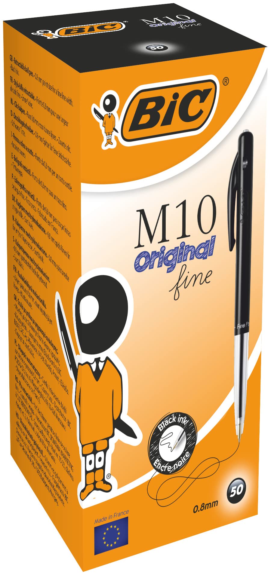 BIC M10 Fine Retractable Ballpoint Pen (Box of of 50) - Black