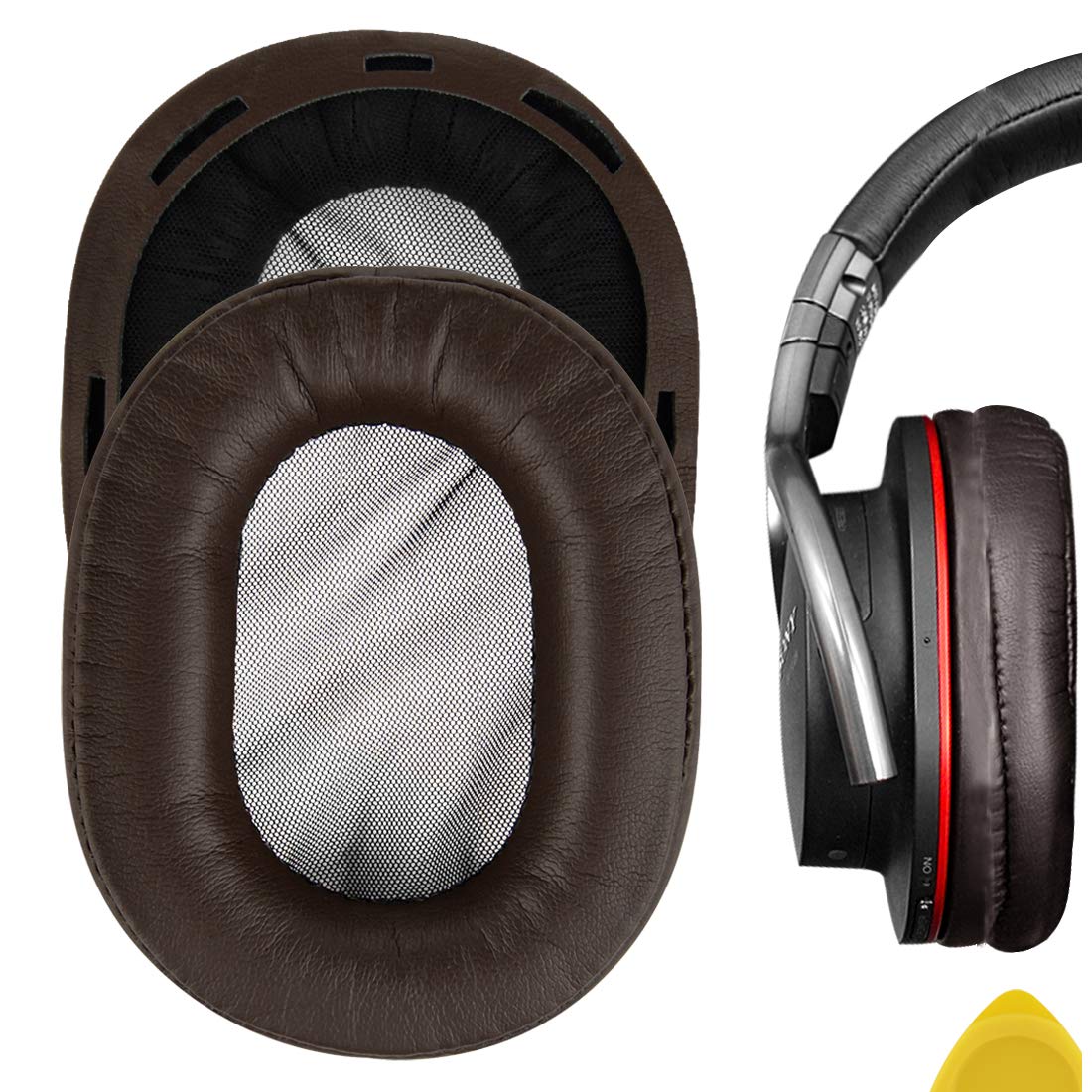 Geekria Replacement Ear Pads for Sony MDR-1R, MDR-1RMK2 Headphones Ear Cushions, Repair Parts (Brown)