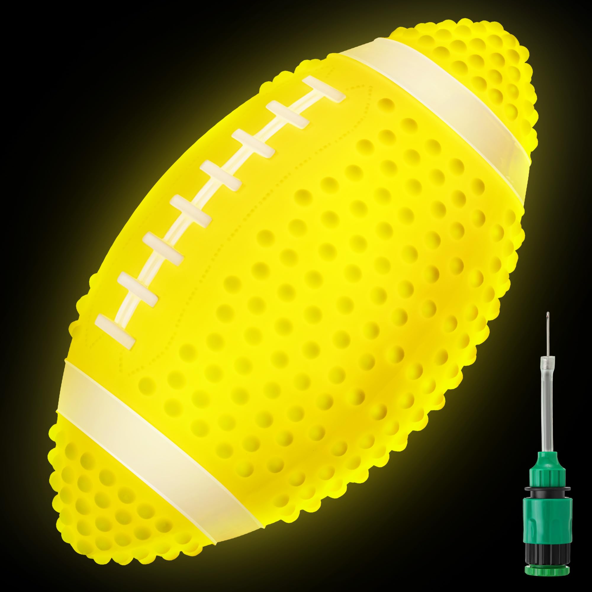 Photo 1 of ElectricWise Glow in The Dark Football, 9.25 Inches Water Football, Light up Beach Waterproof Pool Toys for Kids and Adult, Pool Games Beach Games for Summer(Yellow)