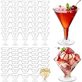 RYTOXILO 100 PCS Plastic Martini Glasses Disposable, 5oz and 7oz Clear Martini Plastic Glasses with Cocktail Picks, Unbreakable Mini Cocktail Cups for Weddings Party