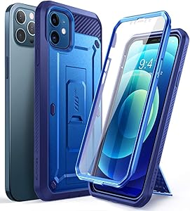 SupCase Unicorn Beetle Pro Series Case for iPhone 12 / iPhone 12 Pro (2020 Release) 6.1 Inch, Built-in Screen Protector Full-Body Rugged Holster Case (Cobalt)