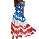 CHRATLHI American Flag Dress for Women Party Maxi