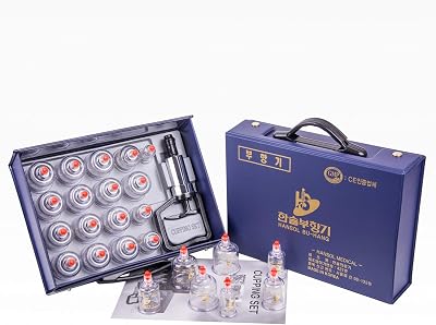Hansol Professional Cupping Therapy Set 17 Cups with Pumping Handle Korea