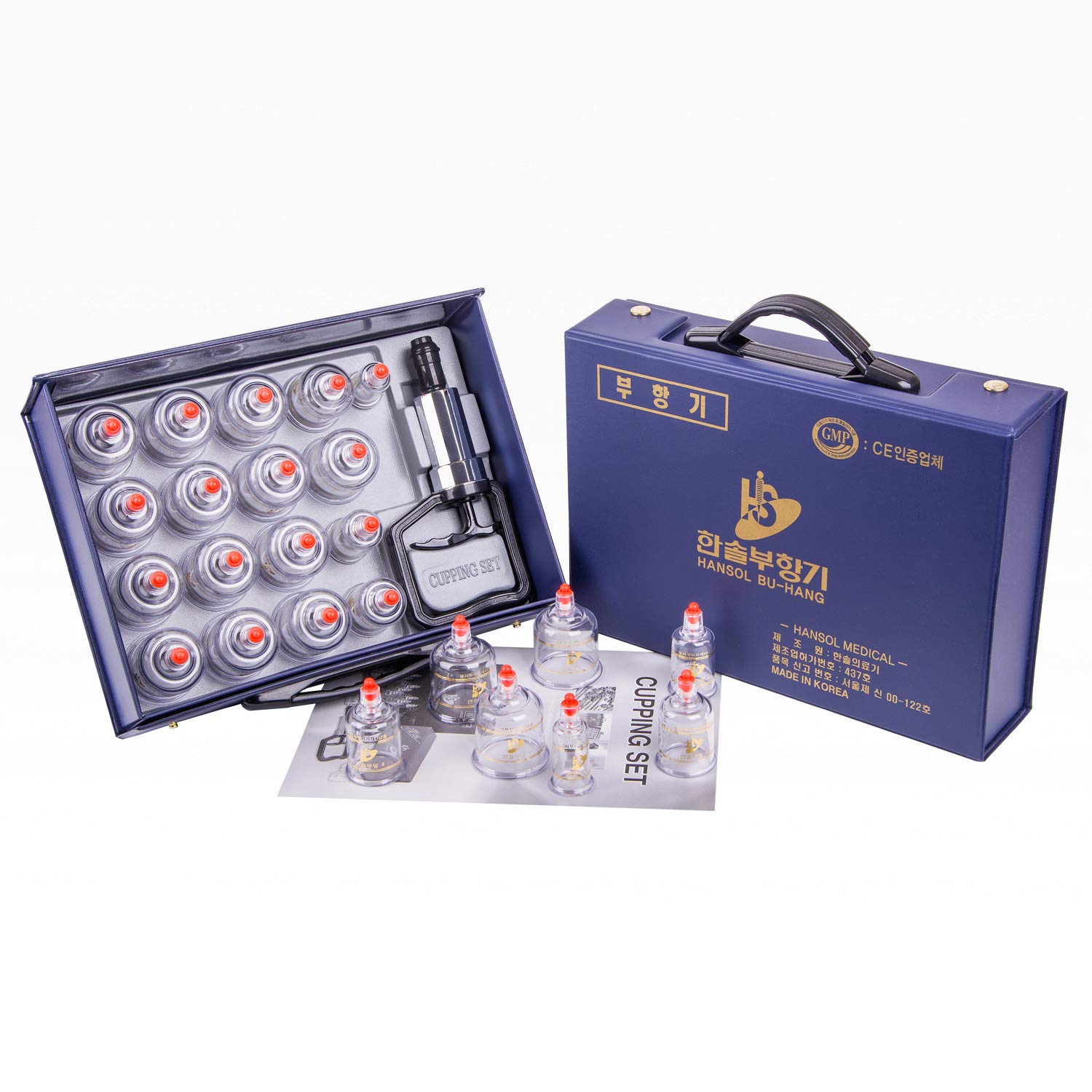 Photo 1 of Hansol Cupping Therapy Equipment Set with Pumping Handle 17 Cups (Made in Korea)