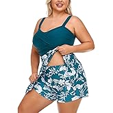 MiYang Women Plus Size Two Piece Swimsuits Flowy Tankini Swim Dress Bathing Suit with Shorts