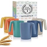 Homienly Wheat Straw Coffee Mugs, Alternative to Plastic Coffee Cups, Set of 6, Unbreakable Camping Coffee Mugs, 16 OZ Cups for Tea, Coffee, Milk, Dishwasher and Microwave Safe Kids Mug, Multi