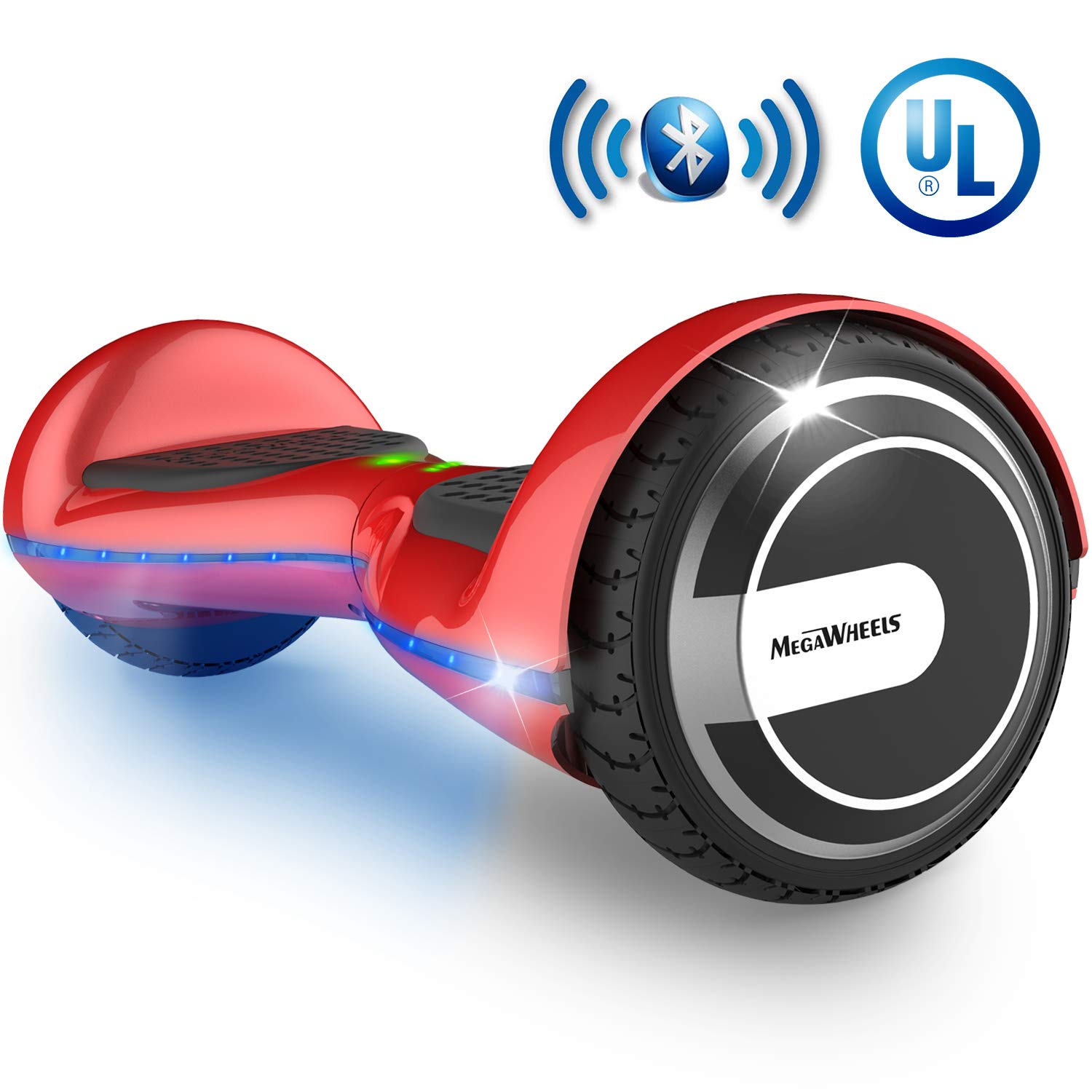 MEGAWHEELS Smart Hoverboard - UL Certified Safety Battery, Build-in Bluetooth Speaker & Led Lights Self-Balancing Hover Board