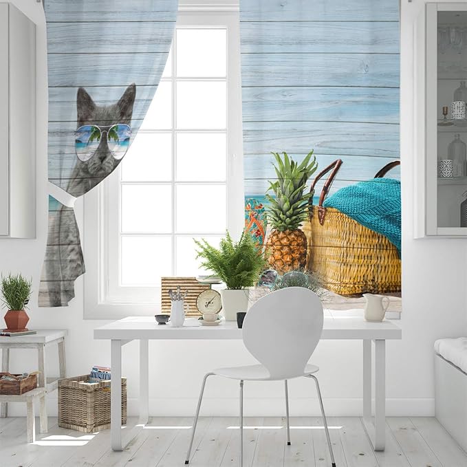 Knight Dream - Cortinas opacas para dormitorio, diseño de gato