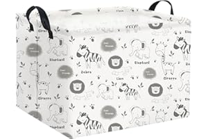 HIYAGON Baby Storage Baskets Kids Toy Basket for Boy and Girls Gift Basket Empty Cute Storage Bin Organizer Box Rectangular Animal Room Decor for Books(Grey Animal)
