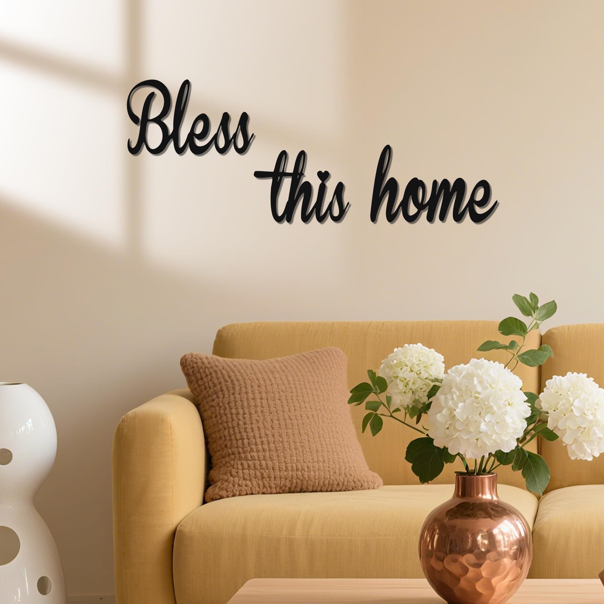Photo 1 of Bless This Home Christmas Gift - 3 Piece Family Christian Wall Decor Set, Blessed Signs for Front Door, Rustic Indoor Outdoor Art for Living Room Kitchen (23.6x5.3 Inch)