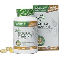 Benemax Natural Vitamin E. High Absorption. Powerful Antioxidant For Anti Aging. 100% Plant Based & Vegan - Outer Softgel Mad