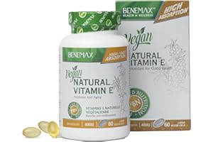 Benemax Natural Vitamin E. High Absorption. Powerful Antioxidant For Anti Aging. 100% Plant Based & Vegan - Outer Softgel Mad