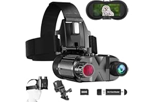 AILNJUC Head-Mounted Night Vision Goggles - Hands Free Rechargeable 1312FT Digital Infrared Night Vision Binoculars for Adults,8xDigital Zoom,Compatible with Fast MICH Helmet,Military Tactical Hunting
