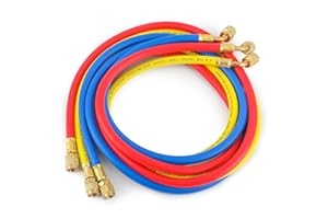 HONGSEN HONG SEN HVAC Hoses and AC Manifold Gauge Hoses 5ft Kit Compatible with R410a, R32 Refrigerant 1/4" SAE-5/16‘’ SAE Thread, 800PSI AC Charge Hose