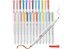 MAIKEDEPOT Real Mild Highlighter，25 Highlighters, Pastel Highlighter Assorted Colors Markers Dual Tip Markers Chisel and Fine Tips for Coloring, Underlining, Highlighting