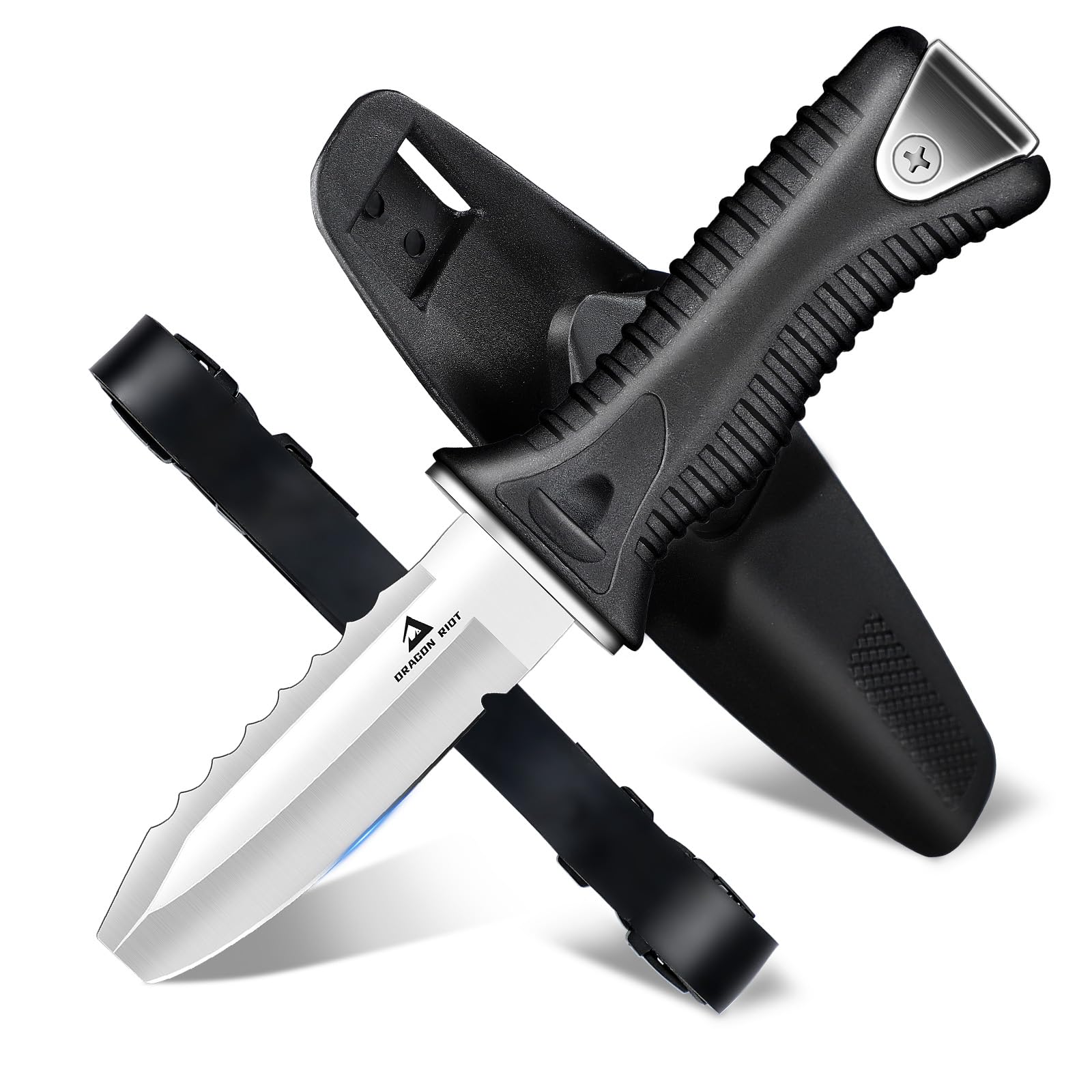Photo 1 of DRAGON RIOT Dive Knife with Sheath & Leg Straps Saltwater, Ultra Sharp Diving Knife with Knife Holster, Double Edged Scuba Knife for Snorkeling, Spearfishing, Diving