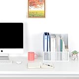 EasyPAG Desk Organizer White 4 Compartments A4 Magazine File Holder Mesh view 6