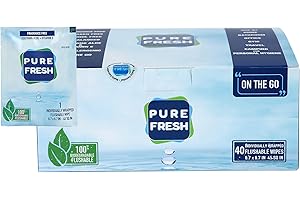 YEEGFEY PureFresh Wet Wipes Flushable Individually Wrapped for Travel 40 Singles