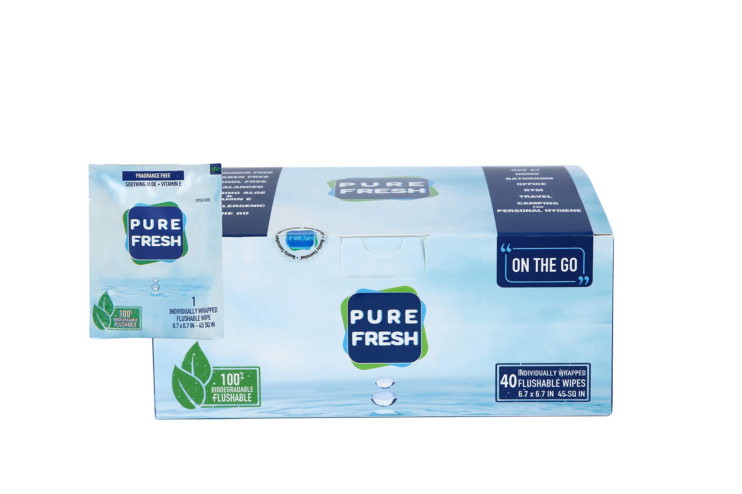 Photo 1 of PureFresh Wet Wipes Flushable Individually Wrapped for Travel 40 Singles