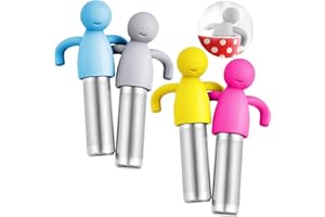 Hicarer 4 Pieces Tea Infuser for Loose Tea Cute Fine Mesh Tea Strainer Stainless Steel Tea Filter Ball Tea Diffuser Steeper for Teacups Teapots (Gray,Blue,Rose Red,Yellow)