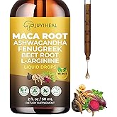 JUYIHEAL 10-in-1 Maca Root Liquid Drops with Ashwagandha, Nettle, Fenugreek, Beet Root, and L-Arginine, Maca Tincture for Overall Support - 2 fl oz