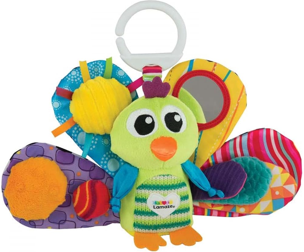 Lamaze Jacques the Peacock Clip On Pram Toy Sensory Baby Toy 0-6 Months