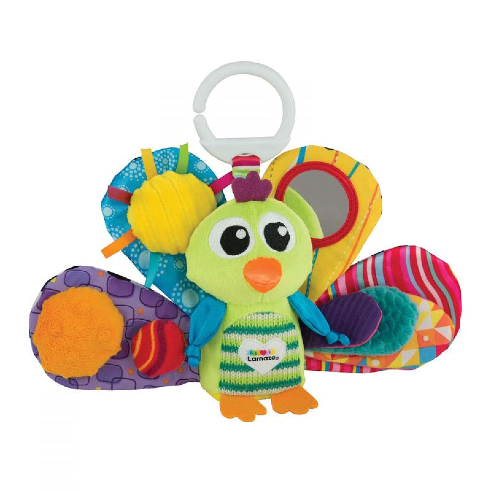 LAMAZE Jacques the Peacock, Clip on Pram and Pushchair Newborn Baby Toy, Sensory Toy for Babies Boys and Girls from 0 to 6 Months