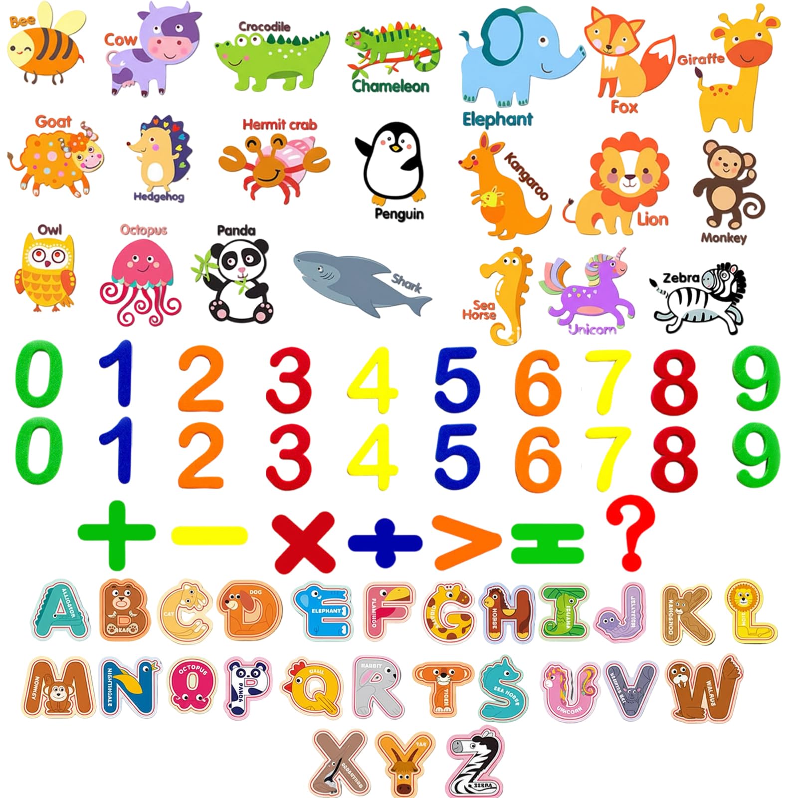74 Alphabet Magnets for Fridge, Fridge Magnets for Kids, Educational With Animal Designs, Early Learning Phonics and Spelling Game for Toddlers Preschoolers