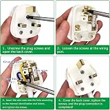 XGKEGS 13 Amp UK Plug BS1363 3 Pin Fused Mains Socket 250V White 2 Pack view 2