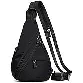 KL928 Nylon Sling Bag - Small Crossbody Backpack Shoulder Casual Daypack Multipurpose Rucksack for Men Women(Black)