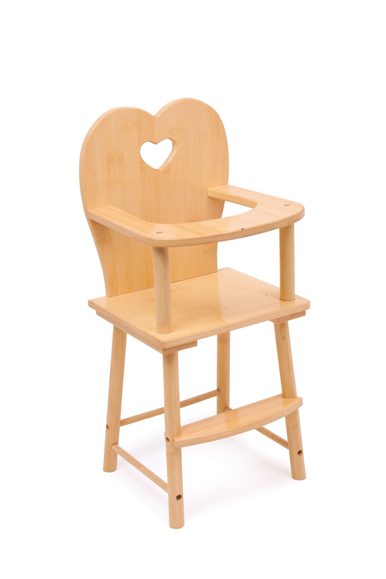 Solid Wooden Dolls Feeding High Chair - Girls Toy