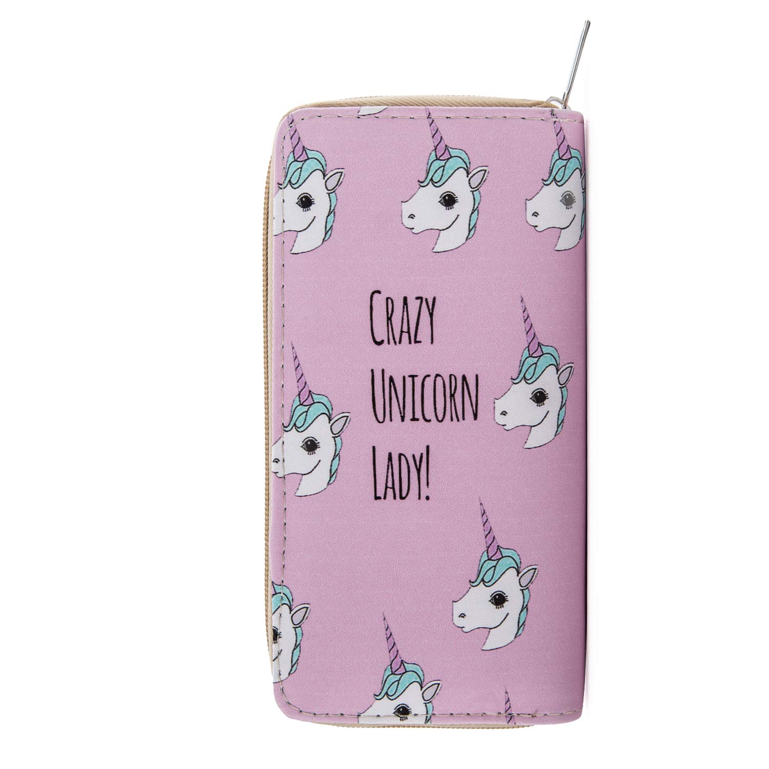 DonDon Women’s Purse Wallet Unicorn Pattern Saying Crazy Unicorn Lady