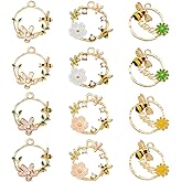 Craftdady Enamel Bee Flower Charms Alloy Eamel Flower Charms 24Pcs Floral Insect Dangle Charm for DIY Bracelet Earring Necklace Lanyard Jewelry Making