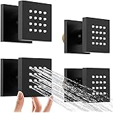 Shower Body Spray Jets with Adjustable Flow On Off Switch, Matte Black Shower Body Jets Wall Mount Massage Spa Jet, Flow cont
