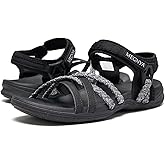 MEGNYA Hiking Sandals for Women, Arch Support Comfortable Walking Sandals Hook Loop Strap, Sports Lightweight Slides