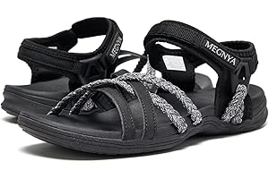 MEGNYA Hiking Sandals for Women, Arch Support Comfortable Walking Sandals Hook Loop Strap, Sports Lightweight Slides