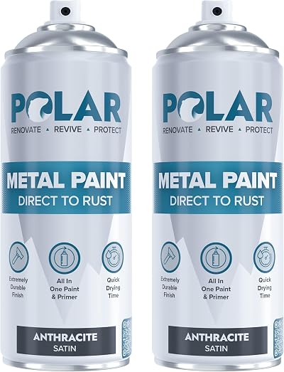 Polar Direct to Rust Satin Anthracite Metal Spray Paint 2 x 400ml