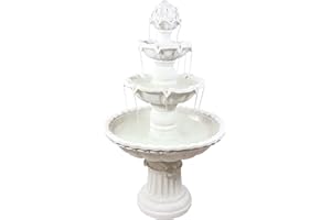 Sunnydaze 52-Inch 3-Tier Outdoor Water Fountain with Fruit Top - Large Outdoor Water Feature for Garden, Patio, Yard or Balcony - White